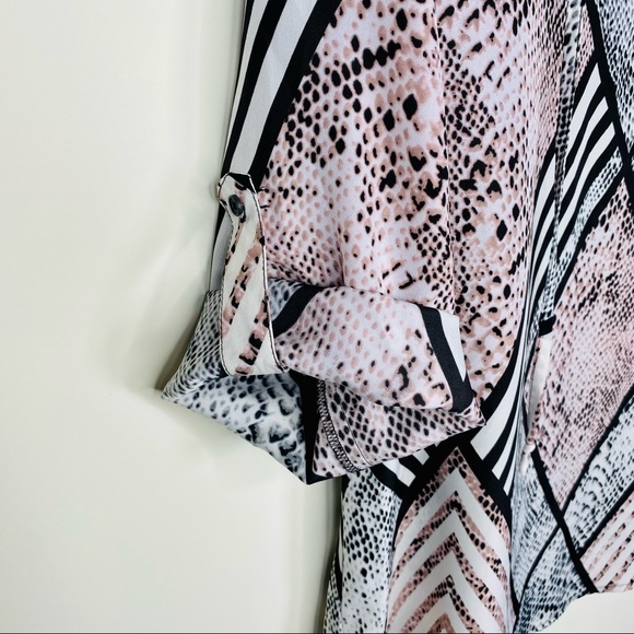 Jack Geometric Multi Pattern Snake Print Blouse Top Black Pink Size Small - Picture 5 of 8